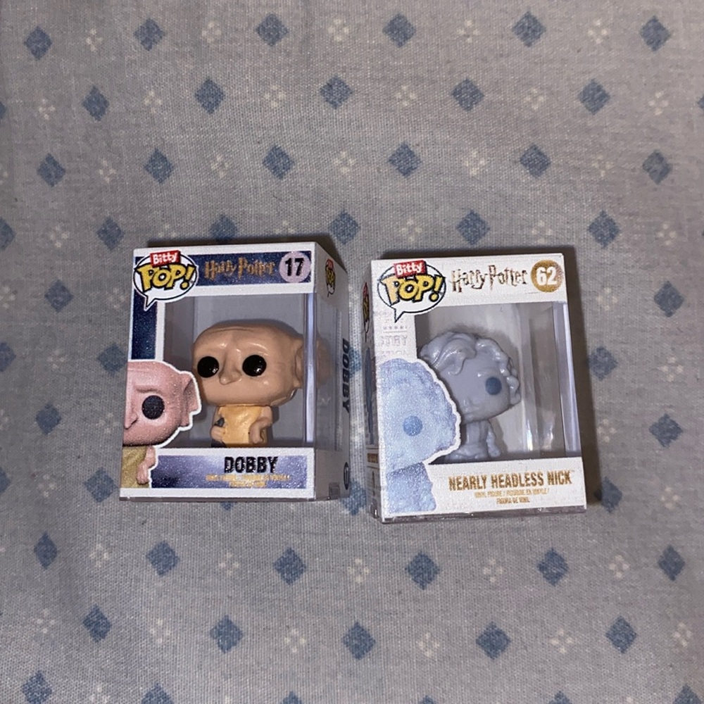 Funko Bitty pop Harry Potter series. Nearly headless Nick #62. Dobby #17